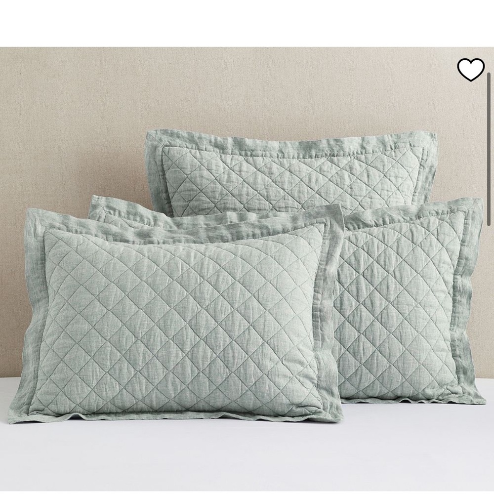 Set of 2 Diamond Belgium linen king pillow shams